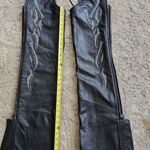 Harley Davidson Leather Chaps (sm) and matching halter top (med) - Picture 12 of 13